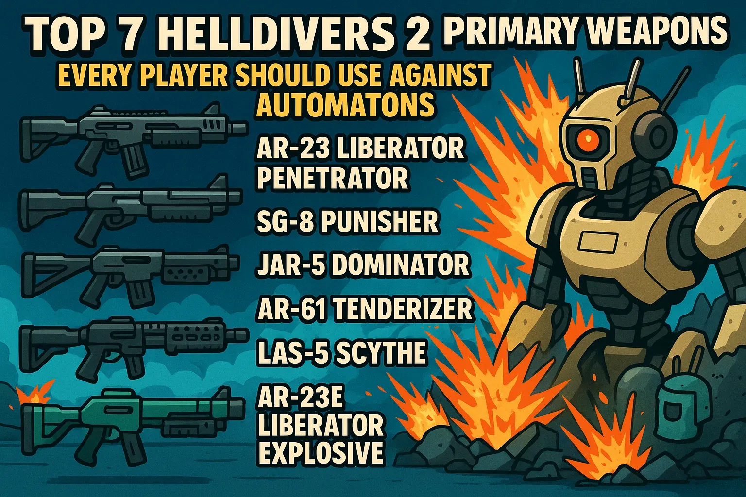 Top 7 Helldivers 2 Primary Weapons Every Player Should Use Against Automatons