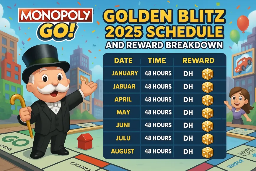 Monopoly GO Golden Blitz 2025 Schedule and Reward Breakdown
